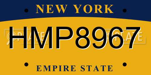 HMP8967 New York License Plate