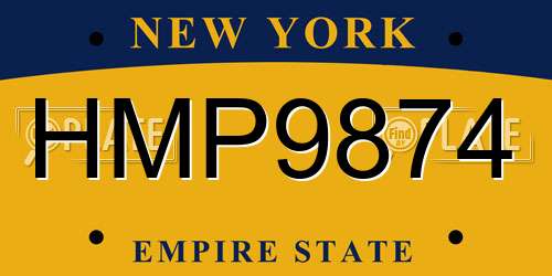 HMP9874 New York License Plate