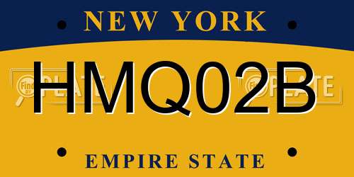 HMQ02B New York License Plate