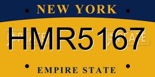 HMR5167 New York License Plate