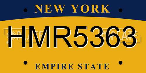HMR5363 New York License Plate
