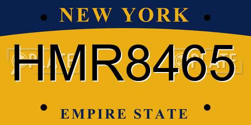HMR8465 New York License Plate