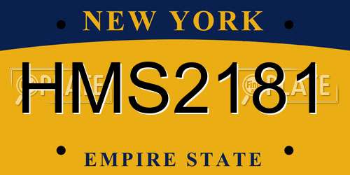 HMS2181 New York License Plate