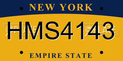 HMS4143 New York License Plate