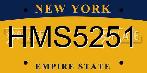 HMS5251 New York License Plate