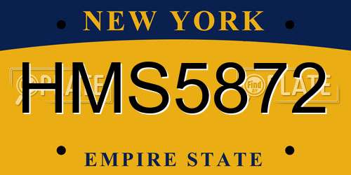 HMS5872 New York License Plate