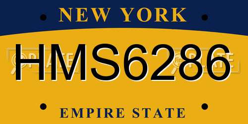 HMS6286 New York License Plate