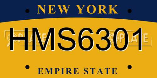 HMS6301 New York License Plate