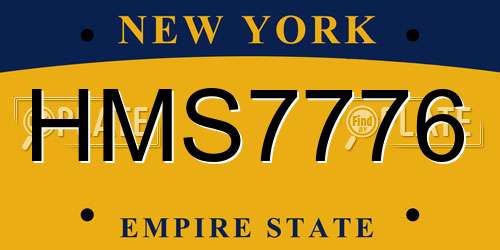 HMS7776 New York License Plate