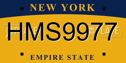 HMS9977 New York License Plate