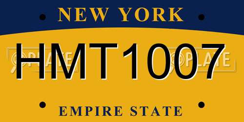 HMT1007 New York License Plate