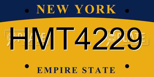 HMT4229 New York License Plate