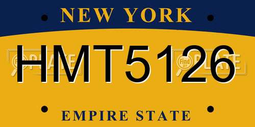 HMT5126 New York License Plate