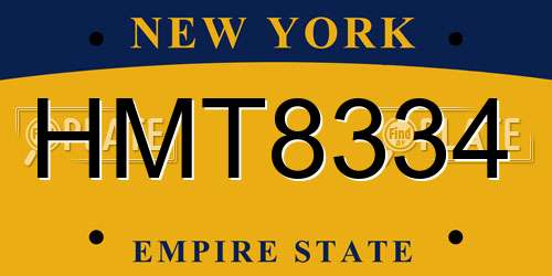 HMT8334 New York License Plate