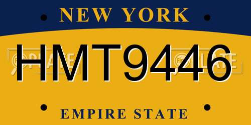 HMT9446 New York License Plate