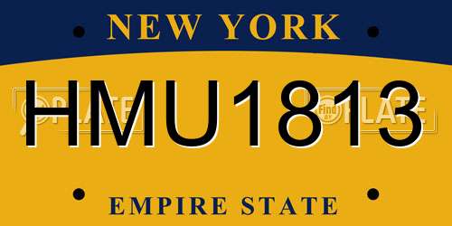 HMU1813 New York License Plate