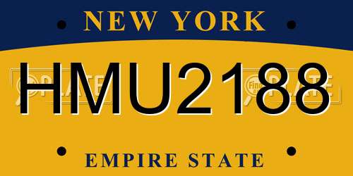 HMU2188 New York License Plate