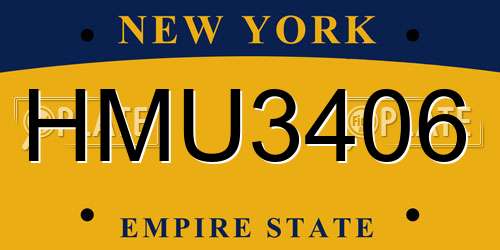 HMU3406 New York License Plate