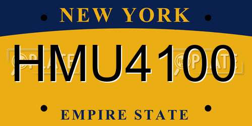 HMU4100 New York License Plate
