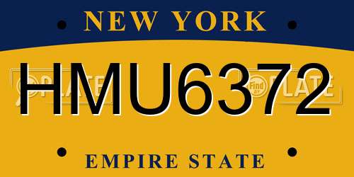 HMU6372 New York License Plate