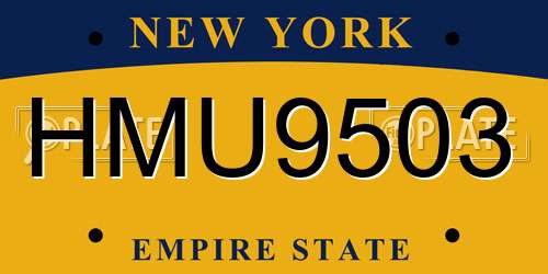 HMU9503 New York License Plate