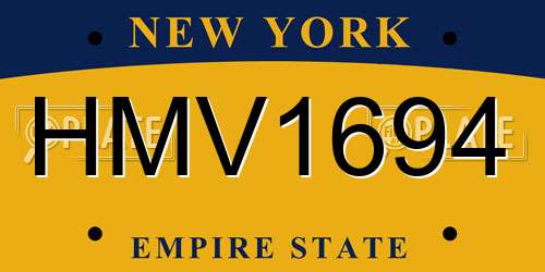HMV1694 New York License Plate