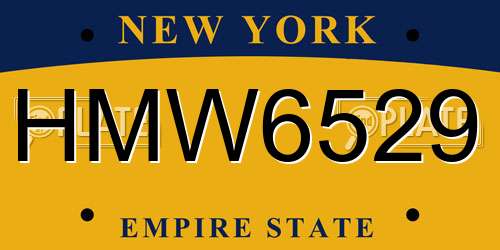 HMW6529 New York License Plate