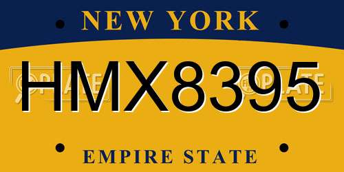 HMX8395 New York License Plate