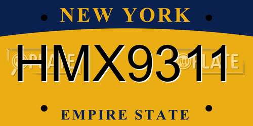 HMX9311 New York License Plate
