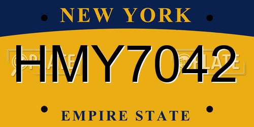 HMY7042 New York License Plate