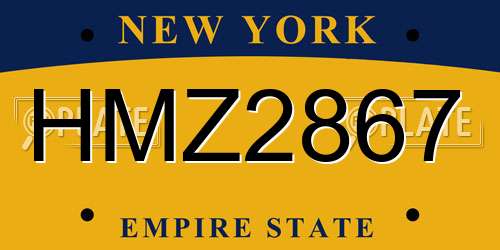 HMZ2867 New York License Plate