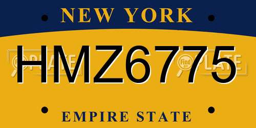 HMZ6775 New York License Plate