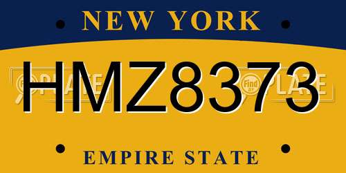 HMZ8373 New York License Plate