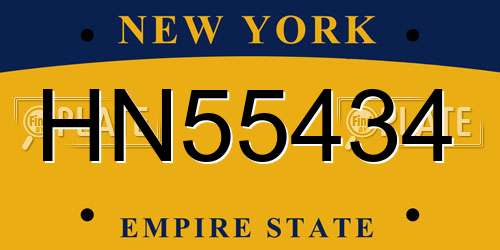 HN55434 New York License Plate