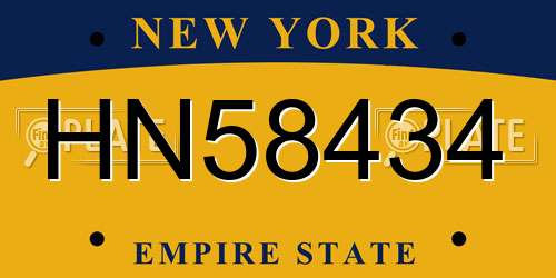 HN58434 New York License Plate