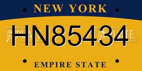HN85434 New York License Plate