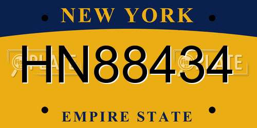 HN88434 New York License Plate