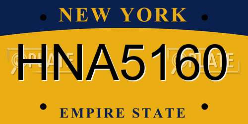 HNA5160 New York License Plate