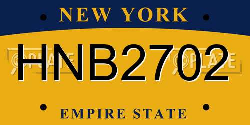 HNB2702 New York License Plate