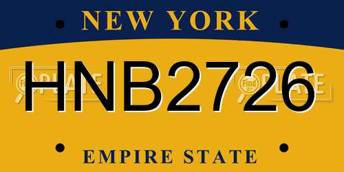 HNB2726 New York License Plate