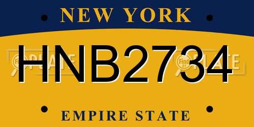 HNB2734 New York License Plate