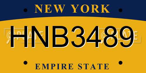 HNB3489 New York License Plate