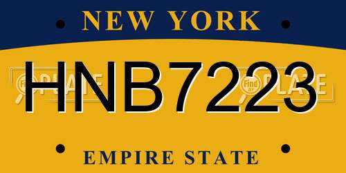 HNB7223 New York License Plate