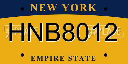 HNB8012 New York License Plate