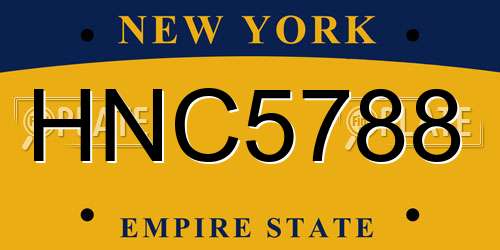 HNC5788 New York License Plate