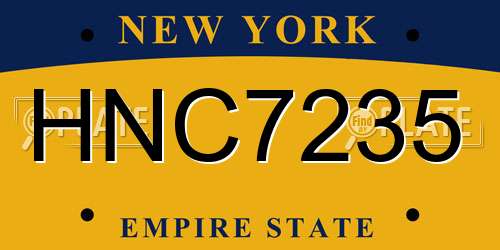 HNC7235 New York License Plate