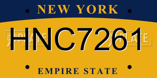 HNC7261 New York License Plate