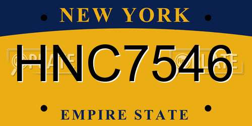 HNC7546 New York License Plate