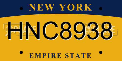 HNC8938 New York License Plate
