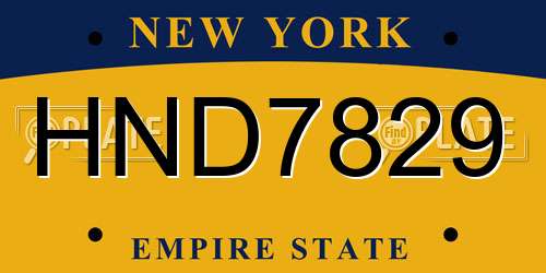 HND7829 New York License Plate